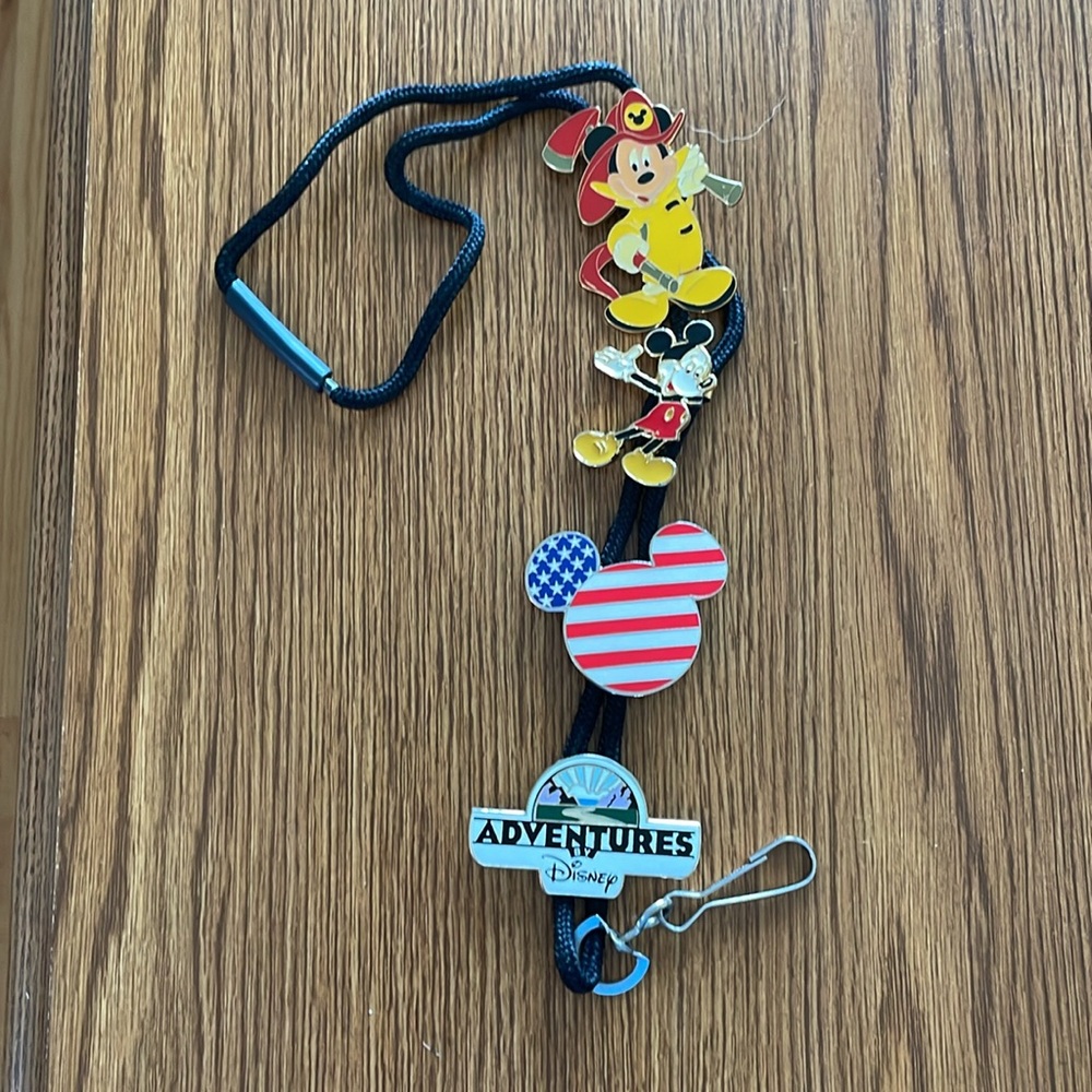 4 Rare Disney Bolo Lanyard Mickey Head Flag Mickey Tada Fireman
